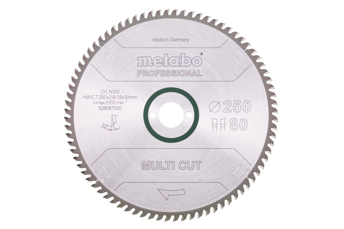 Пильное полотно Metabo «Multi Cut — Professional», 250x30, Z80 WZ, 10° (628087000)