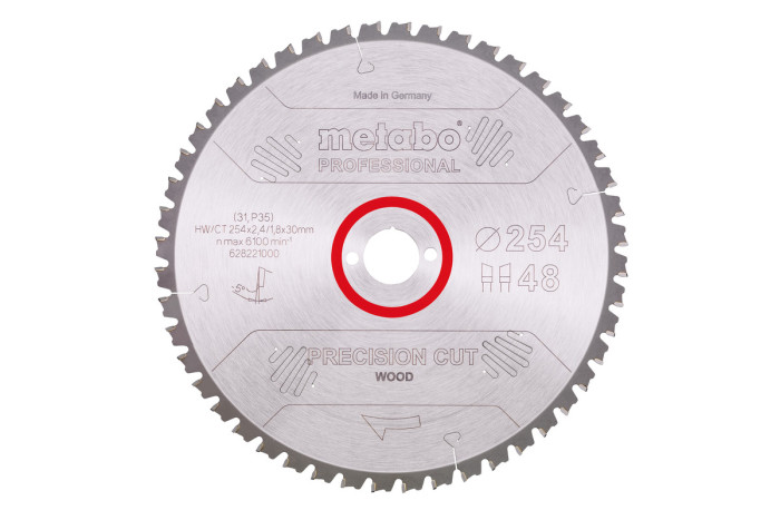 Пильное полотно Metabo «Precision Cut Wood — Professional», 254x30, Z48 WZ 5° neg. (628221000)