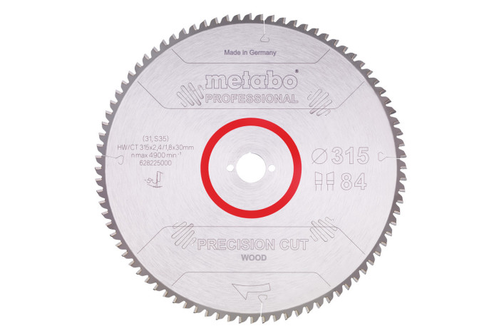 Пильное полотно Metabo «Precision Cut Wood — Professional», 315x30, Z84 WZ 5° neg. (628225000)