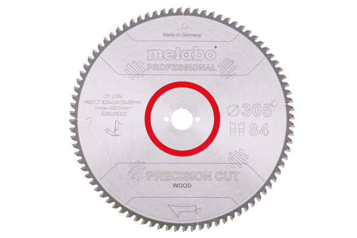Пильное полотно Metabo «Precision Cut Wood — Professional», 305x30, Z84 WZ 5° neg. (628229000)