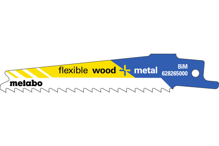 5 пилкових полотен для шабельних пил Metabo «Flexible Wood + Metal», 100 x 0,9 мм (628265000)