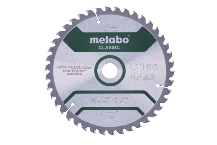 Пильное полотно Metabo «Multi Cut - Classic», 165x20 Z42 FZ/TZ 5° (628280000)