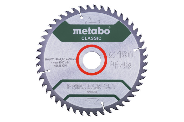 Пилкове полотно Metabo «Precision Cut Wood — Classic», 190x30 Z48 WZ 15° (628283000)