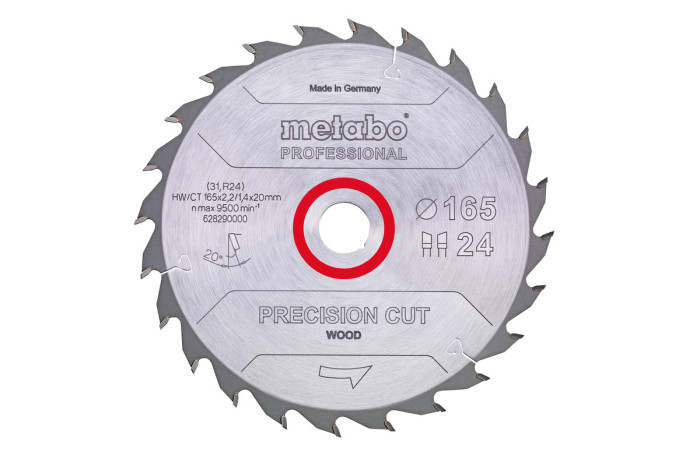 Пильное полотно Metabo «Precision Cut Wood - Professional», 165x20 Z24 WZ 20° (628290000)