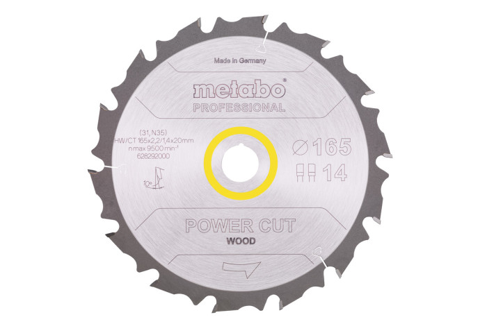 Пильное полотно Metabo «Power Cut Wood - Professional», 165x20 Z14 FZ/FA 10° (628292000)