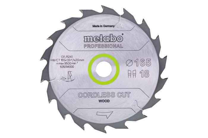 Пильное полотно Metabo «Cordless Cut Wood — Professional», 165x20 Z18 WZ 20° (628294000)