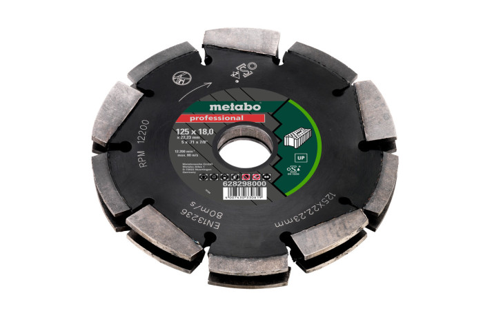 Алмазный универсальный фрезеровальный круг Metabo 125x18x22,23 mm, "UP","professional", Unviversal (628298000)