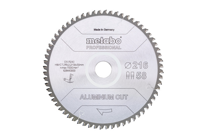 Пилкове полотно Metabo «Aluminium Cut — Professional», 216x30 Z58 FZ/TZ 5° neg (628443000)