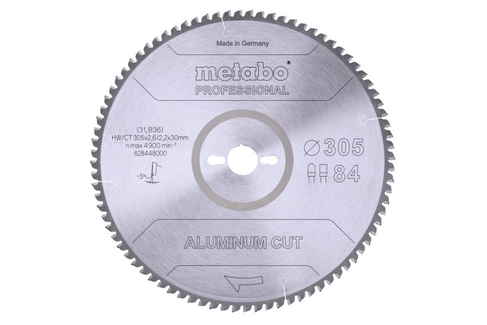 Пилкове полотно Metabo «Aluminium Cut- Professional», 305x30 Z84 FZ/TZ 5°neg (628448000)