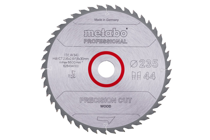 Пильное полотно Metabo «Precision Cut Wood — Professional», 235x30, Z44 WZ 15° (628494000)