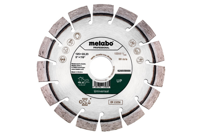 Алмазный отрезной диск Metabo 125x22,23 mm, "UP", Universal "professional" (628559000)