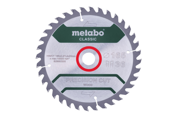 Пилкове полотно Metabo «Precision Cut Wood — Classic», 165x20 Z36 WZ 15° /B (628662000)