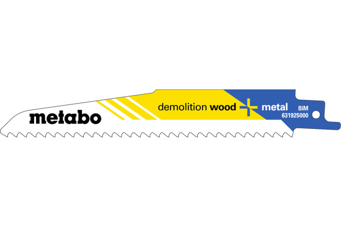 5 пилкових полотен для шабельних пил Metabo «Demolition Wood + Metal», 150 x 1,6 мм (631925000)
