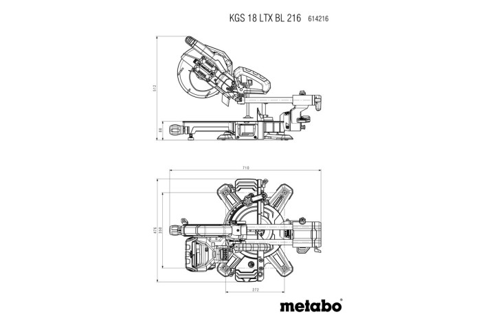 Акумуляторна торцювальна пила Metabo KGS 18 LTX BL 216 (614216850)