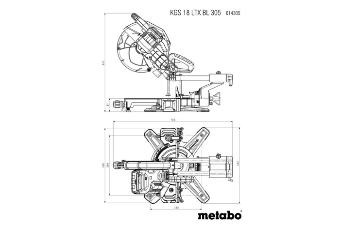 Аккумуляторная торцовочная пила Metabo KGS 18 LTX BL 305 (614305810)