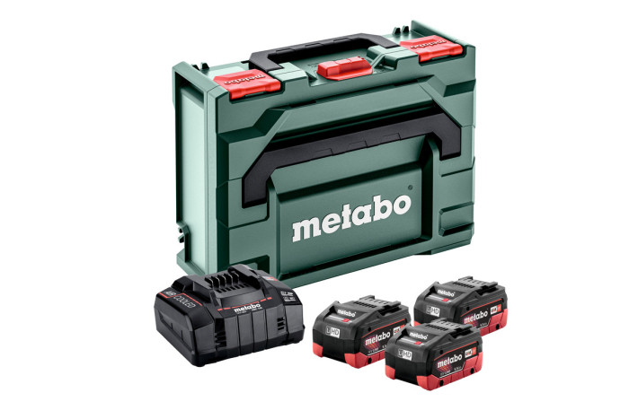 Набор аккумуляторов Metabo 18В 3×5,5А·ч + зарядное устройство ASC 145 + кейс MetaLoc (685069000)