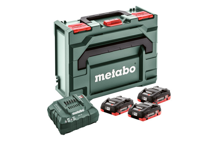 Набор аккумуляторов Metabo 18В 3×4А·ч + зарядное устройство ASC 55 + кейс Metaloc (685133000)