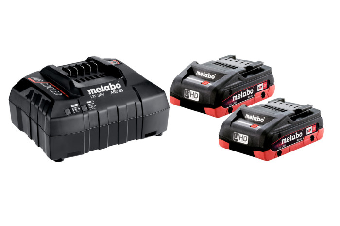 Набор аккумуляторов Metabo 18В 2×4А·ч + зарядное устройство для ASC 55 (685163000)