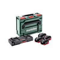 Набор аккумуляторов Metabo 18В 4×5,5А·ч + зарядное устройство ASC 145 Duo + кейс Metaloc (685180000)