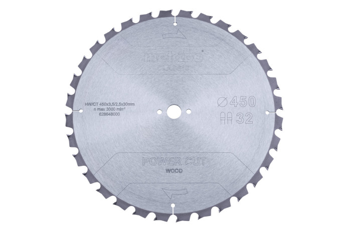 Пилкове полотно Metabo «Power Cut Wood — Classic», 450x3,5/2,5x30 Z32 TZ 15° (628648000)