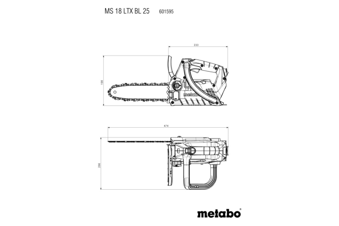 Аккумуляторная цепная пила Metabo MS 18 LTX BL 25 (601595850)